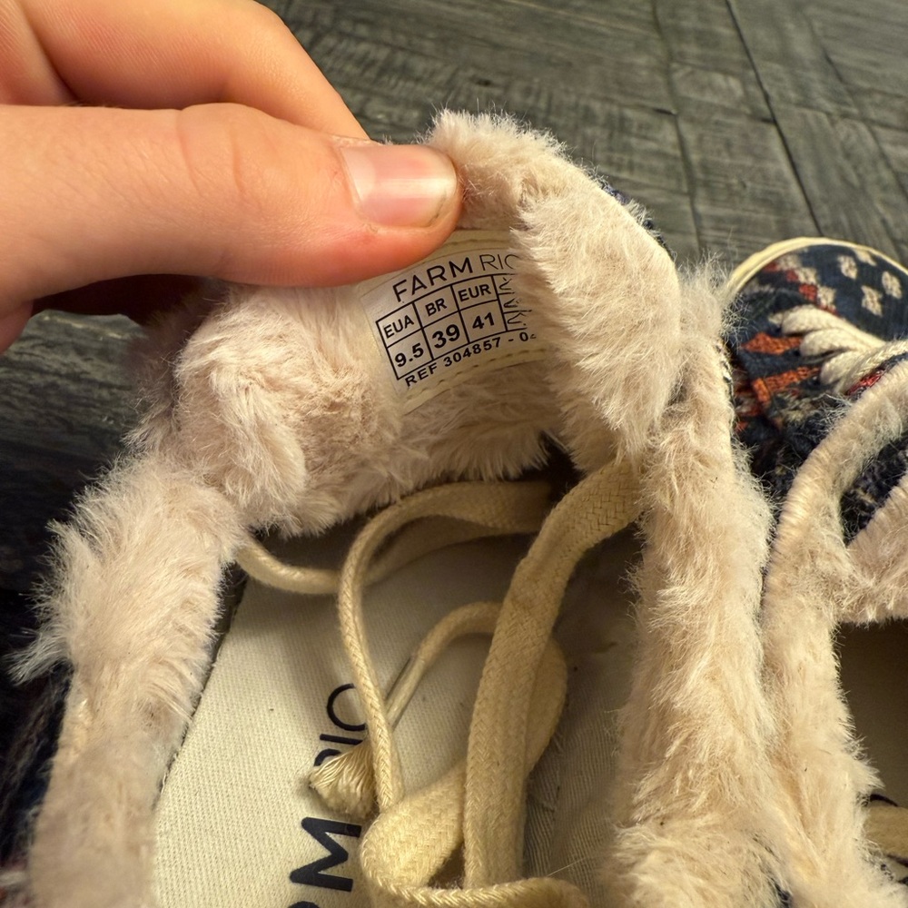 Farm Rio Sneakers Ainika Floral Platform Faux‎ Fur Lined Tennis Shoe Size 9.5 - Picture 3 of 6